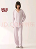 MUJI女式柔软针织前开睡衣套装女士家居服女款女装25年秋季 FD32CC5A 烟熏粉色 S -M 上装160/84A 下装160/66A 实拍图