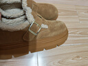 百丽厚底保暖毛毛鞋女2025冬新二层牛皮复古勃肯鞋JD009DM5 棕毛里 39 实拍图