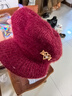 冬季妈妈中老年老太太加绒加厚针织毛线保暖女士南瓜贝雷帽子短檐 酒红色-一个装 实拍图