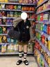 花语志女士外套秋冬小个子百搭短款外套棒球服休闲加厚女装外套夹克韩版 滑板胸章棒球服【黑色】 M 【建议80-90斤】 实拍图