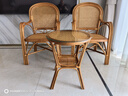 Juno Home藤椅印尼天然真藤椅子三件套阳台休闲桌椅老人靠背休闲藤椅单人椅 两个小号花旦椅+茶几 实拍图