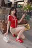 CAMILA KSENIA德训鞋女士2026新款秋季休闲百搭阿甘运动鞋薄款气质拼色平底板鞋 红色 38 实拍图