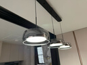 施美特餐厅吊灯现代简约餐桌灯国王湖轻奢极简一字长条吧台中山灯具套餐 3头长盘-砂黑+烟灰罩-小爱同学 实拍图