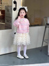 班喜迪女童连衣裙春装2026新款宝宝公主裙周岁礼服儿童开衫网纱裙子春秋 粉色 130 实拍图
