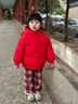 英氏（YEEHOO）儿童加厚羽绒服外套冬季防寒小熊羽绒服中大童外套超韧绒拜年服 新年红 105 cm-充绒量55g 实拍图
