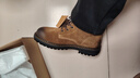 马登工装靴男士复古马丁靴英伦风高帮棕色皮鞋加绒休闲户外沙漠靴子 黄棕色 40 (250mm) 实拍图