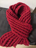 百搭韩版针织毛线红色围巾女2024圣诞冬季高级感新年礼物情侣围脖 针织围巾-酒红色-1个装-保暖 1 实拍图
