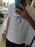 雅鹿短袖t恤男纯棉夏季新款休闲运动青少年学生宽松大码宽肩男士T恤衫 白/月亮鱼 L （重120-130斤高165-170） 实拍图