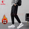 乔丹运动裤男加绒保暖2025冬季新款加厚防寒卫裤宽松跑步休闲针织长裤 黑色（束脚 加绒保暖） L /175 实拍图