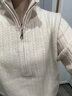 CALCULAT&KEEN立领加厚100%纯羊毛衫女高翻领半拉链麻花软糯毛衣宽松扭花针织衫 原绒米 L 【建议115-135斤】 实拍图