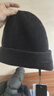 CACUSS纯羊毛毛线帽子男士秋冬加厚保暖护耳帽大头围套头针织帽黑深灰 实拍图