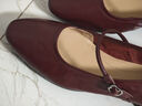 拔佳（Bata）玛丽珍单鞋女春秋商场新款复古羊皮舒适软底浅口鞋AFY34CQ4 酒红 39 实拍图
