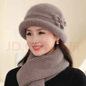 啄木鸟帽子女中老年人妈妈冬季新款保暖老人奶奶秋冬天老太太针织毛线帽 卡其色【帽子】+围巾 均码高弹/加绒加厚 实拍图