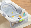 日康（rikang）婴儿洗澡盆 折叠盆宝宝无线感温洗浴盆带浴网+置物架X1045-4 灰色 实拍图