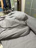 海澜之家（HLA）床上三四件套纯棉水洗棉麻裸睡亲肤床上用牛奶绒床单床笠被套被罩 【速干不缩水】A类裸睡-奥丁灰 1.8米 床笠款 四件套 被套200*230cm 实拍图