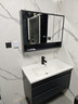 皇生金智能浴室柜陶瓷一体盆洗脸盆柜卫生间卫浴洗漱台简约洗手盆柜组合 轻奢灰+智能镜柜半+陶瓷盆 90cm 实拍图