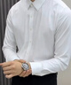 罗蒙（ROMON）纯色商务职业正装男士白衬衫工装外套长袖衬衣男CS108白色3XL 实拍图