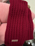 百搭韩版针织毛线红色围巾女2024圣诞冬季高级感新年礼物情侣围脖 针织围巾-酒红色-1个装-保暖 1 实拍图