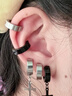 QMXD黑色无耳洞耳夹男士潮钛钢嘻哈高级女单只耳钉男无耳洞男生假耳钉 黑色+银色【各一个】 实拍图