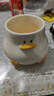 手绘卡通小鸭子马克杯釉下彩加盖可爱水杯咖啡杯家用陶瓷杯早餐杯 棕色 1个 400ml 实拍图