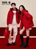 鸭鸭（YAYA）王一博泡芙羽绒服男女同款2026年秋短款连帽时尚休闲保暖情侣外套 中国红色-YE5B006142D XL /180 (建议140-155斤) 实拍图