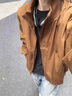 主意范立领飞行夹克外套男女春秋季潮牌cleanfit廓形短款高街棒球服外套 HJ25589棕色（高品质升级版） L 110-125斤 实拍图