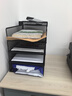 得力(deli)四层竖板金属文件座 办公桌文件架置物架 文件托盘 桌面文件框收纳架 PB266黑 实拍图
