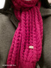 百搭韩版针织毛线红色围巾女2024圣诞冬季高级感新年礼物情侣围脖 针织围巾-酒红色-1个装-保暖 1 实拍图