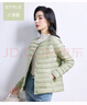 鸭鸭（YAYA）佟丽娅同款轻薄羽绒服女新款冬季短款圆领内胆修身时尚薄外套男 抹茶绿【女款无领】 2XL 【建议125-140斤】 实拍图