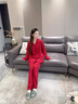 浪莎红色睡衣女士秋季纯棉长袖高端本命年鸿运蕾丝下摆结婚家居服礼盒 酒红 【礼盒装】 L 推荐【105-120斤】 晒单实拍图