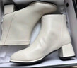达芙妮官方真皮马丁靴女加绒2025秋冬新款法式粗跟短靴女气质瘦瘦靴子女 米白色【真皮系列加绒款】 36 实拍图