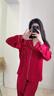 金三塔真丝睡衣女100%桑蚕丝外穿丝滑亲肤两件套睡裤居家服礼物 [鸿运]19姆米焦糖红 L 实拍图