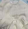 百图betu女装秋季新款毛针织衫荷叶边挑孔提花针织衫女2409T20 米白 XS 实拍图