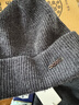 CACUSS纯羊毛毛线帽子男士秋冬加厚保暖护耳帽大头围套头针织帽黑深灰 实拍图