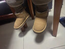 巴布豆童鞋冬季保暖儿童雪地靴加绒加厚革面女童靴子116545101桔棕25 实拍图