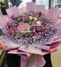 冉子花坊鲜花速递粉玫瑰百合向日葵混搭花束生日礼物全国同城配送真鲜花 韩式紫玫瑰绣球混搭花束 实拍图