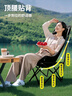 小魔户外折叠椅 折叠靠背椅加高月亮椅露营折叠凳子便携躺椅钓鱼椅 黑 实拍图