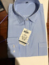 春夏长袖条纹衬衫男士素色衬衣商务休闲中年青年 蓝色粗条长袖 【718】 2XL (41) 【建议126斤-140斤】 实拍图
