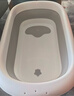 iuu婴儿洗澡盆 可折叠宝宝浴盆大号 洗澡神器躺托浴架新生儿童用品 【北欧灰】+调节感温浴架+脸盆*3 材质：FAD食品级材质检测认证 实拍图