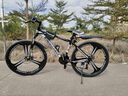 金武端自行车成人山地车公路赛车单车骑行变速超轻越野中学生初中青少年 尊享版-三刀轮-黑白色【铝架】 26寸24速 实拍图