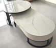 森生林岩板茶几客厅小户型简约轻奢椭圆形可伸缩茶桌 C14-1黑架白箱 雪山白+雪山白 120cm椭圆茶几+80cm小圆边几 实拍图