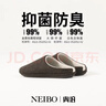 内泊（NEIBO）乳胶棉拖鞋男冬季女士室内家居鞋天大码防滑防臭橡胶软底羊毛茶48 实拍图