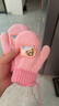 汪汪队立大功儿童手套挂绳手套包指加绒连指挂脖毛线五指手套2双装 粉色 实拍图
