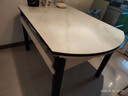 奥利克丝 亮光岩板餐桌椅组合 现代简约实木餐桌可伸缩折叠圆桌吃饭桌子 亮光雪山白-黑白框架轻奢皮椅款 1.35米 一桌六椅【12MM加厚岩板】 实拍图