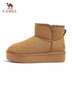 骆驼（CAMEL）懒人毛毛鞋雪地靴女反绒增高厚底冬季保暖靴 L23W275056 驼色 35 实拍图