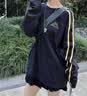 卡帕（Kappa）纯棉长袖t恤女秋新款宽松卫衣美式复古撞色球衣上衣男K0FY2TC01D 【复古撞色 | 潮酷球衣】暗夜蓝黑 S 165 尺码偏大，建议拍小一码 实拍图