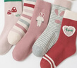 六指鼠春秋儿童袜子女童学生厚棉女宝宝红色小中大童中筒秋冬加厚长筒 880X爱心公主加长筒 5双 均码 建议鞋33-36码袜标10-15岁 实拍图