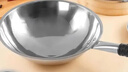 瑞安平替款不锈钢炒锅不粘锅家用圆底传家锅燃气灶凹面电磁炉专用 圆底32CM无耳【有盖】-银色 32cm 实拍图