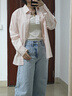 优衣库女装全棉条纹衬衫/长袖衬衣薄外套479079 10 水粉色 S /155/80A 实拍图