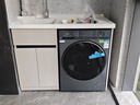 洗衣机柜一体水盆阳台洗衣机台盆一体柜一体盆组合洗衣机伴侣定制 120cm左盆奶茶色 实拍图